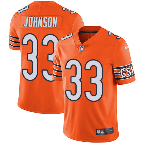 Personalized Bears #33 Jaylon Johnson Orange Men’s Stitched NFL Limited Rush Jersey