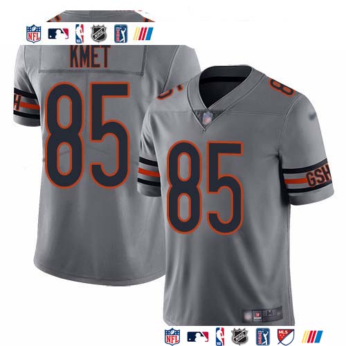 Personalized Bears #85 Cole Kmet Silver Men’s Stitched NFL Limited Inverted Legend Jersey