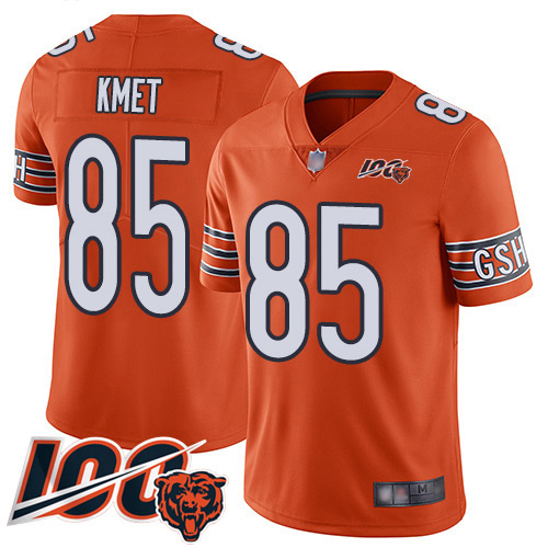 Personalized Bears #85 Cole Kmet Orange Men’s Stitched NFL Limited Rush 100th Season Jersey