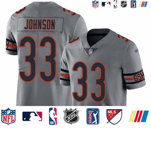Personalized Bears #33 Jaylon Johnson Silver Men’s Stitched NFL Limited Inverted Legend Jersey
