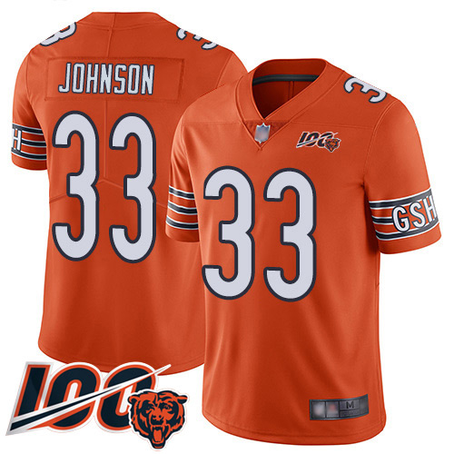 Personalized Bears #33 Jaylon Johnson Orange Men’s Stitched NFL Limited Rush 100th Season Jersey