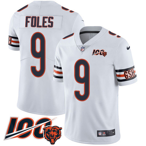 Personalized Bears #9 Nick Foles White Men’s Stitched NFL 100th Season Untouchable Limited Jersey
