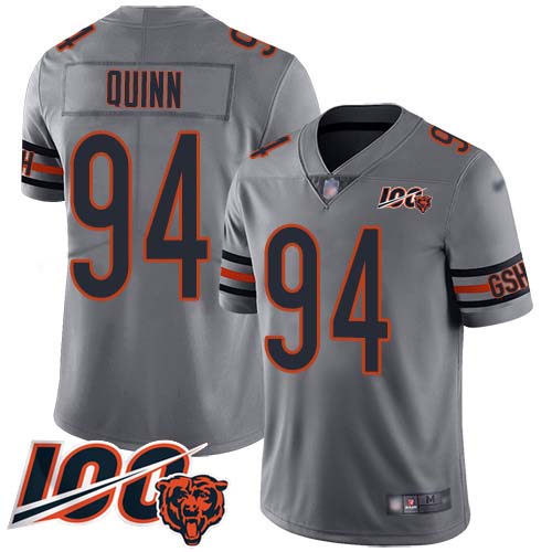 Personalized Bears #94 Robert Quinn Silver Men’s Stitched NFL Limited Inverted Legend 100th Season Jersey