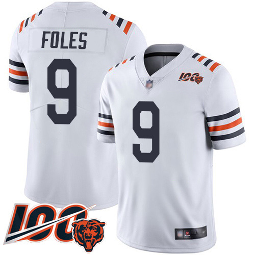 Personalized Bears #9 Nick Foles White Alternate Men’s Stitched NFL Untouchable Limited 100th Season Jersey
