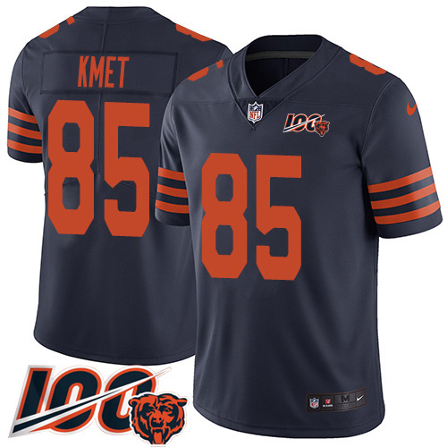 Personalized Bears #85 Cole Kmet Navy Blue Alternate Men’s Stitched NFL 100th Season Untouchable Limited Jersey