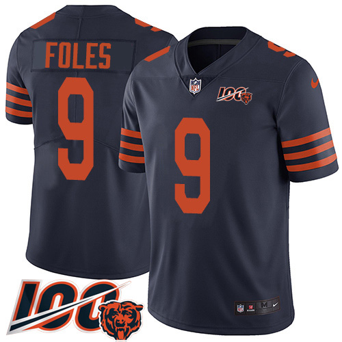 Personalized Bears #9 Nick Foles Navy Blue Alternate Men’s Stitched NFL 100th Season Untouchable Limited Jersey