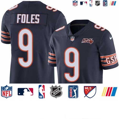 Personalized Bears #9 Nick Foles Navy Blue Team Color Men’s Stitched NFL 100th Season Untouchable Limited Jersey