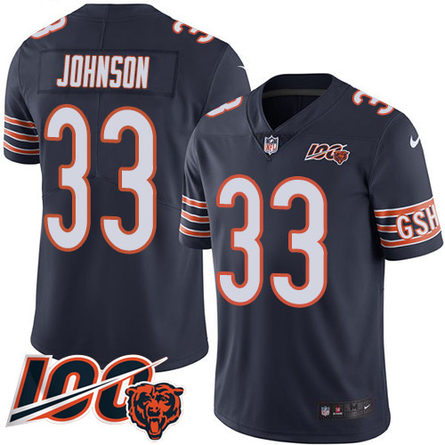 Personalized Bears #33 Jaylon Johnson Navy Blue Team Color Men’s Stitched NFL 100th Season Untouchable Limited Jersey
