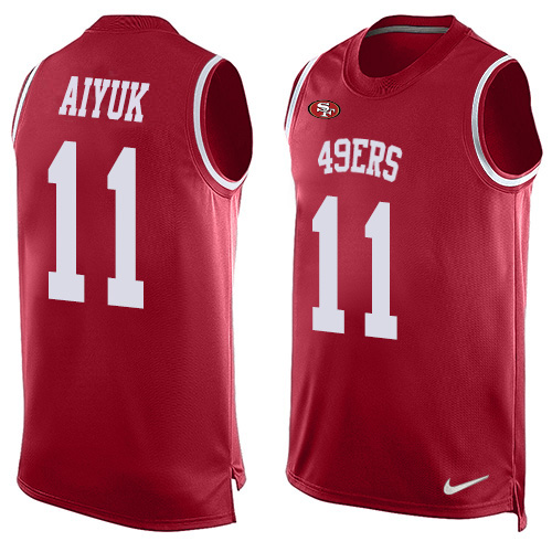 Personalized 49ers #11 Brandon Aiyuk Red Team Color Men’s Stitched NFL Limited Tank Top Jersey