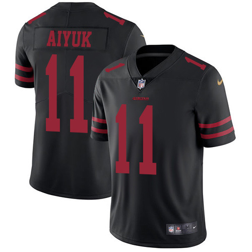 Personalized 49ers #11 Brandon Aiyuk Black Alternate Men’s Stitched NFL Untouchable Limited Jersey