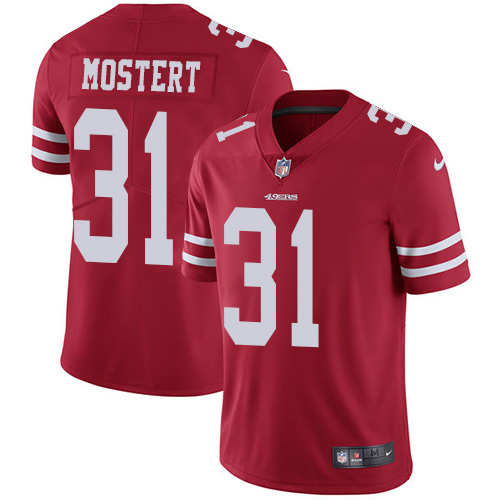 Personalized 49ers #31 Raheem Mostert Red Team Color Men’s Stitched NFL Untouchable Limited Jersey