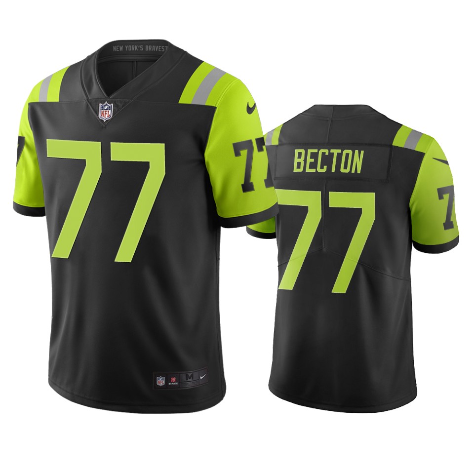 Personalized New York Jets #77 Mekhi Becton Men’s Black Green City Edition Limited Jersey
