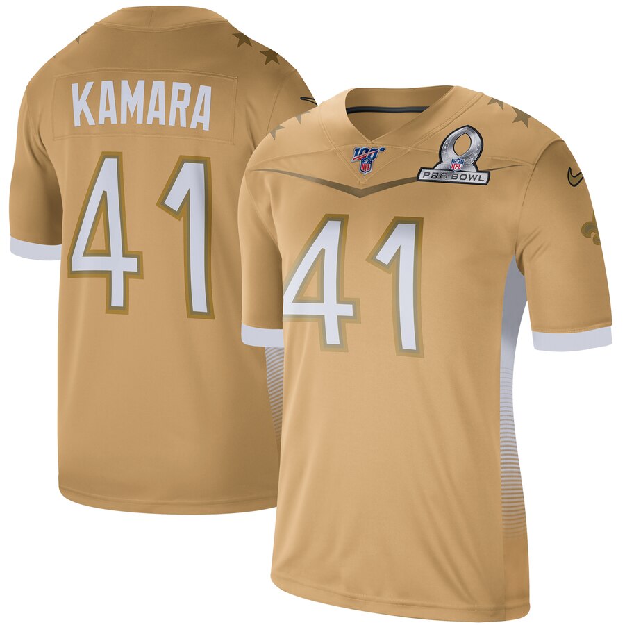 Personalized New Orleans Saints #41 Alvin Kamara 2020 NFC Pro Bowl Game Jersey Gold
