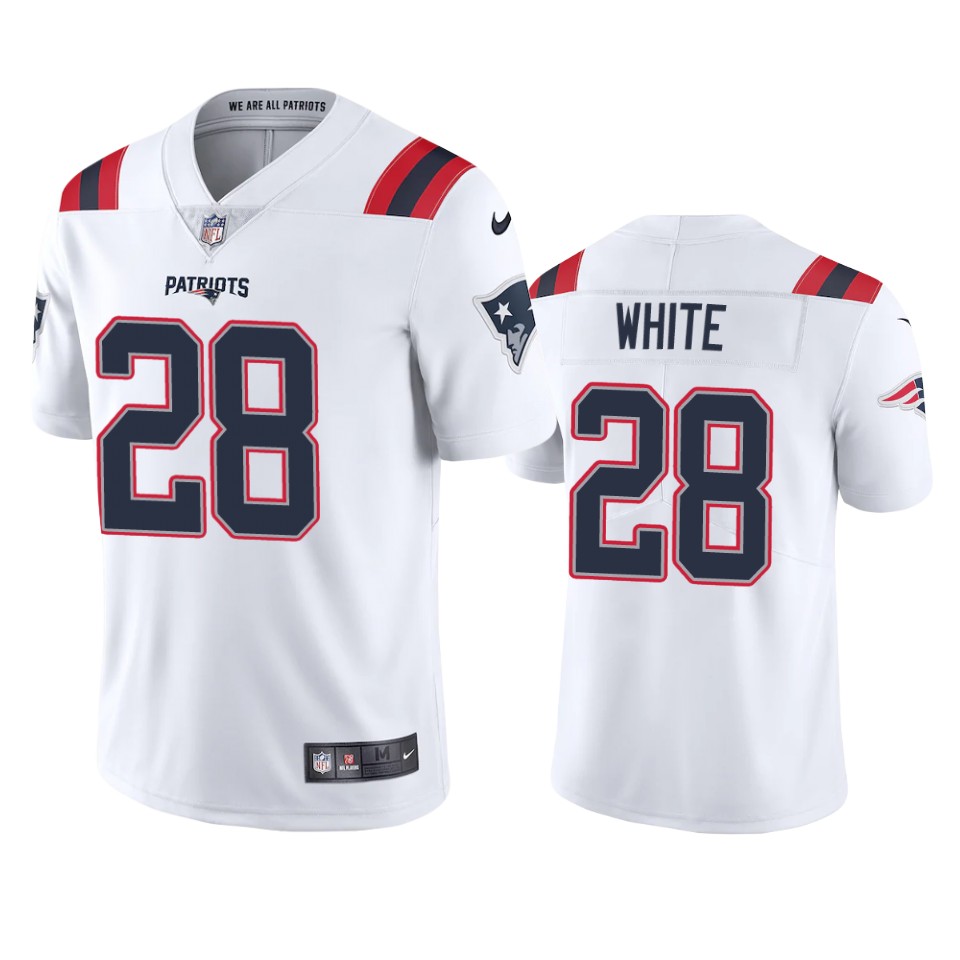 Personalized New England Patriots #28 James White Men’s White 2020 Limited Jersey