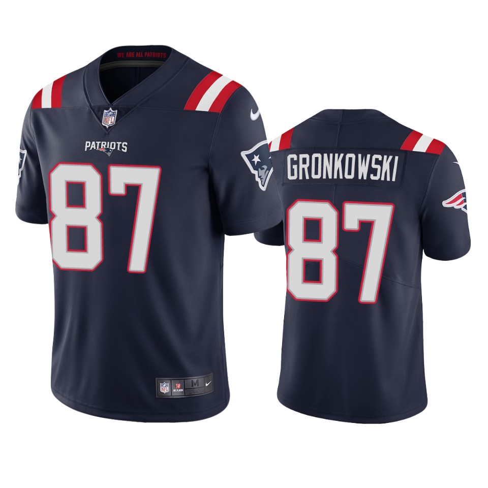 Personalized New England Patriots #87 Rob Gronkowski Men’s Navy 2020 Limited Jersey