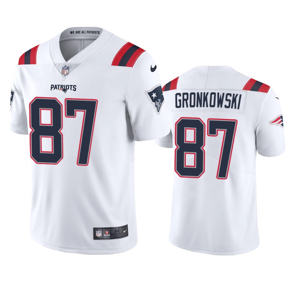 Personalized New England Patriots #87 Rob Gronkowski Men’s White 2020 Limited Jersey
