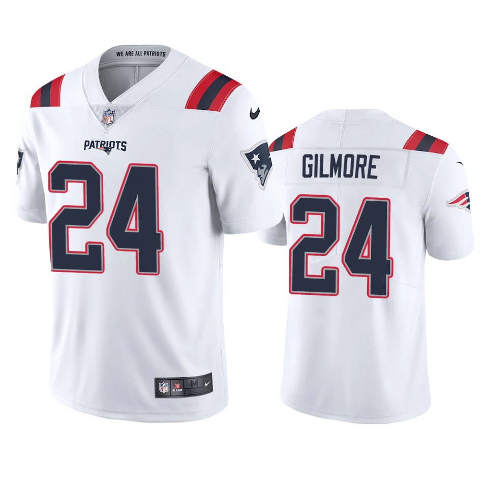 Personalized New England Patriots #24 Stephon Gilmore Men’s White 2020 Limited Jersey