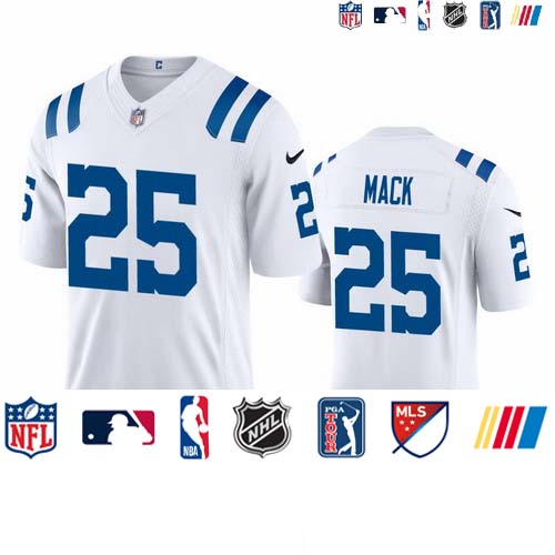 Personalized Indianapolis Colts #25 Marlon Mack Men’s White 2020 Limited Jersey