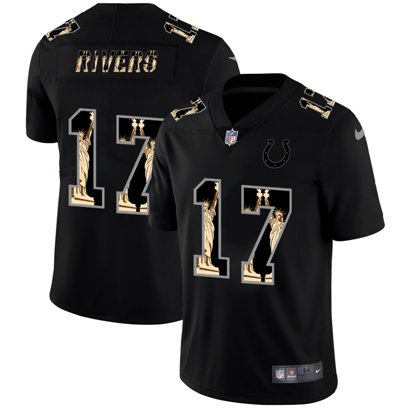 Personalized Indianapolis Colts #17 Philip Rivers Carbon Black Statue Of Liberty Limited NFL Jersey