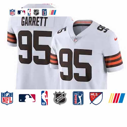 Personalized Cleveland Browns #95 Myles Garrett Men’s White 2020 Limited Jersey