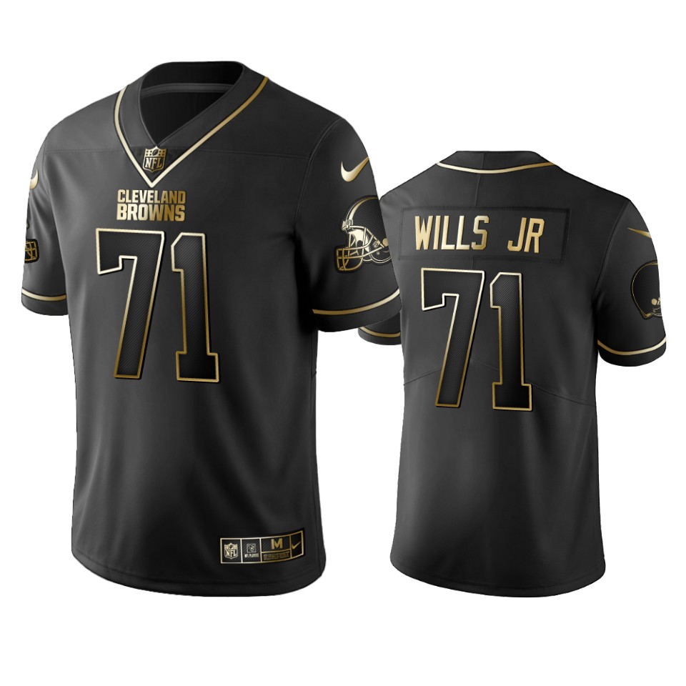 Personalized Cleveland Browns #71 Jedrick Wills Men’s Black Golden Edition Limited Jersey