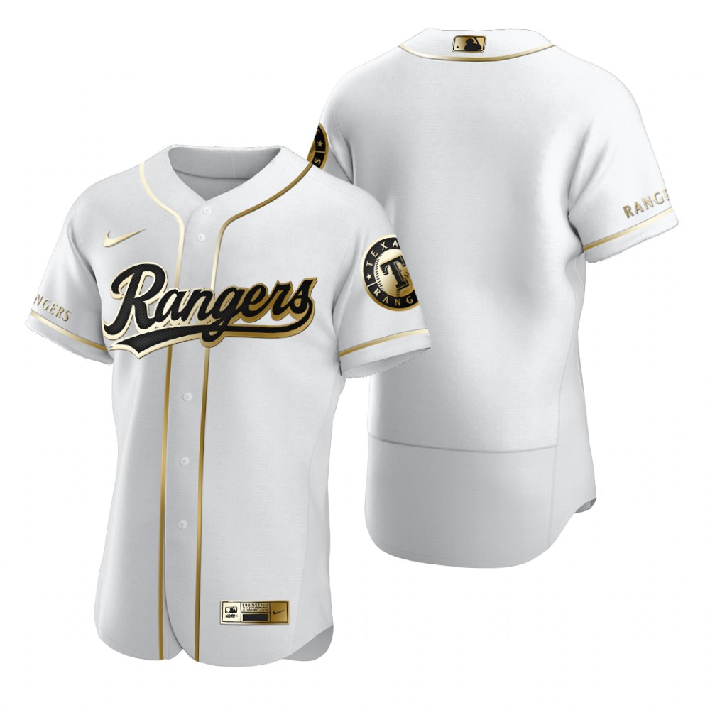 Personalized Texas Rangers Blank White Men’s Authentic Golden Edition MLB Jersey