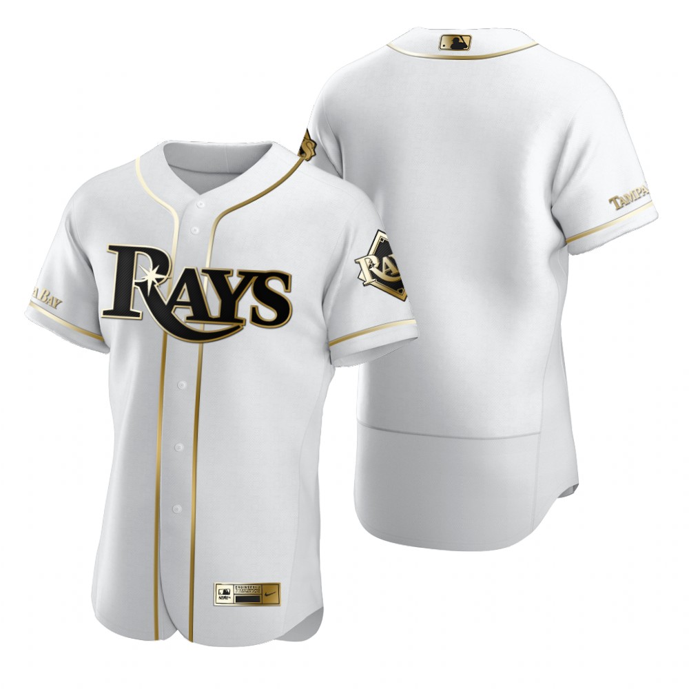Personalized Tampa Bay Rays Blank White Men’s Authentic Golden Edition MLB Jersey
