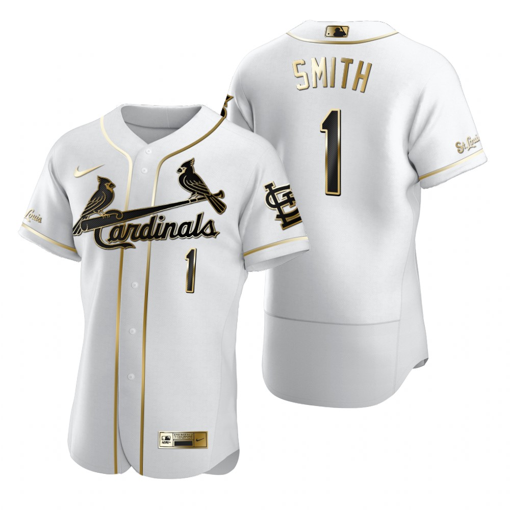 Personalized St. Louis Cardinals #1 Ozzie Smith White Men’s Authentic Golden Edition MLB Jersey