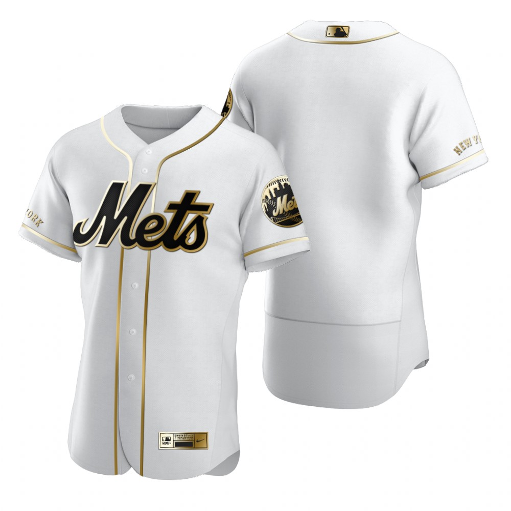 Personalized New York Mets Blank White Men’s Authentic Golden Edition MLB Jersey