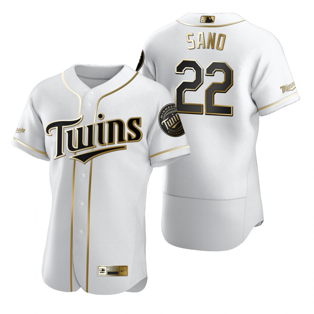 Personalized Minnesota Twins #22 Miguel Sano White Men’s Authentic Golden Edition MLB Jersey