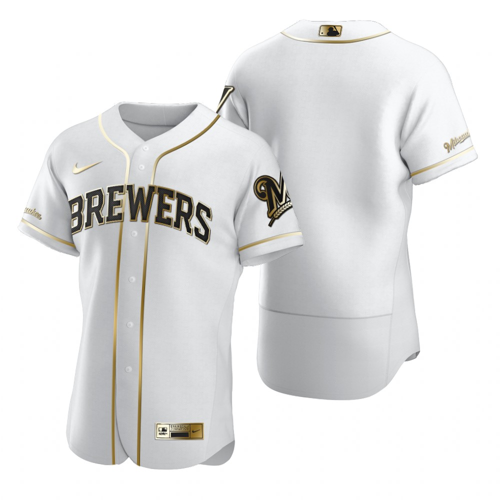 Personalized Milwaukee Brewers Blank White Men’s Authentic Golden Edition MLB Jersey