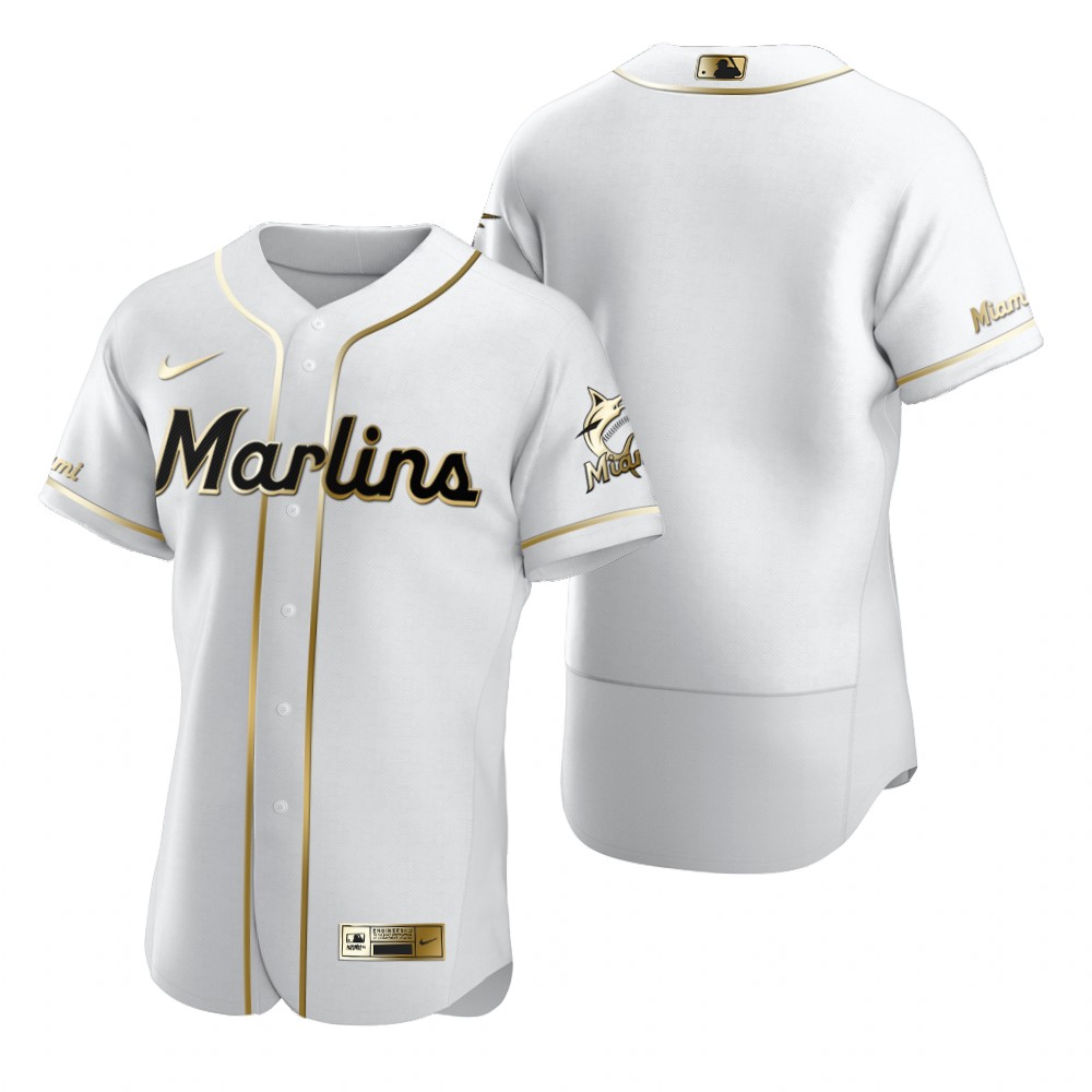 Personalized Miami Marlins Blank White Men’s Authentic Golden Edition MLB Jersey