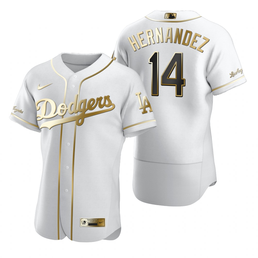Personalized Los Angeles Dodgers #14 Enrique Hernandez White Men’s Authentic Golden Edition MLB Jersey