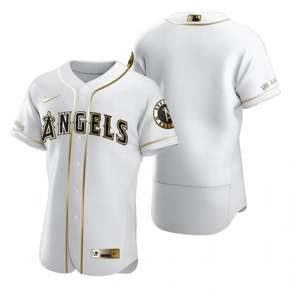 Personalized Los Angeles Angels Blank White Men’s Authentic Golden Edition MLB Jersey