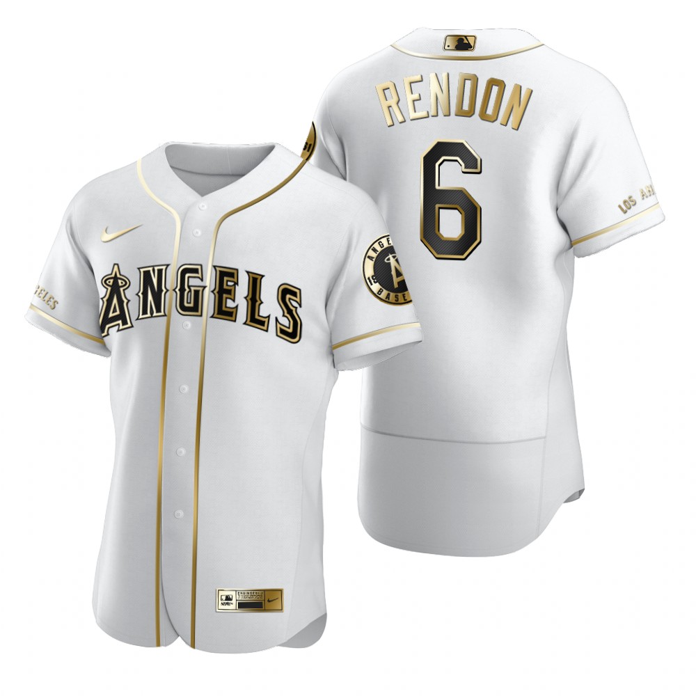 Personalized Los Angeles Angels #6 Anthony Rendon White Men’s Authentic Golden Edition MLB Jersey