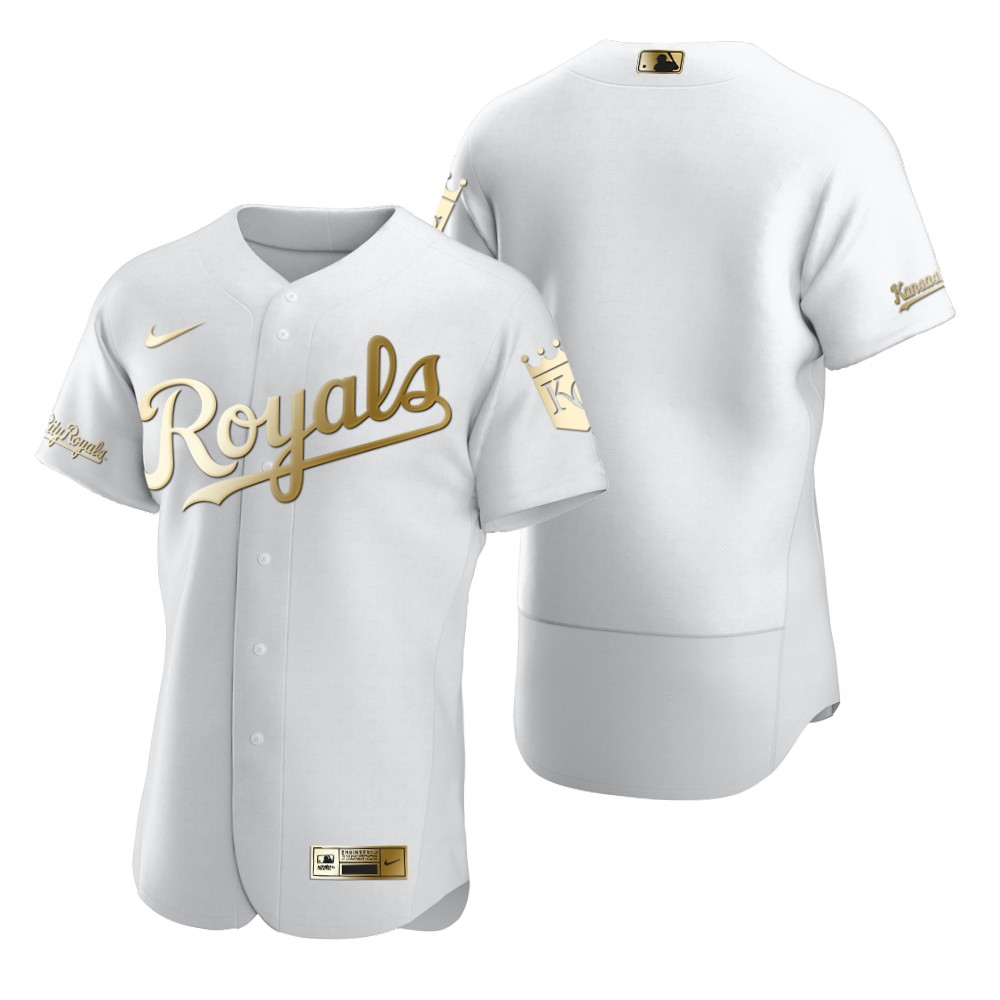 Personalized Kansas City Royals Blank White Men’s Authentic Golden Edition MLB Jersey