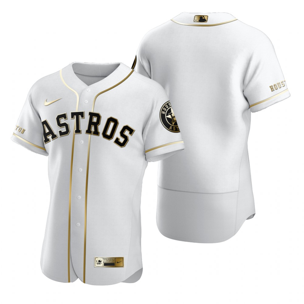 Personalized Houston Astros Blank White Men’s Authentic Golden Edition MLB Jersey
