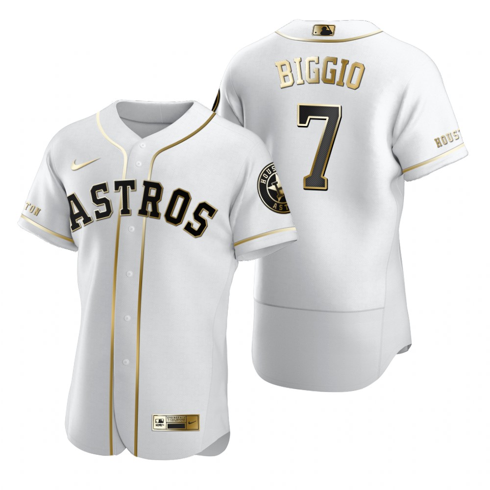 Personalized Houston Astros #7 Craig Biggio White Men’s Authentic Golden Edition MLB Jersey
