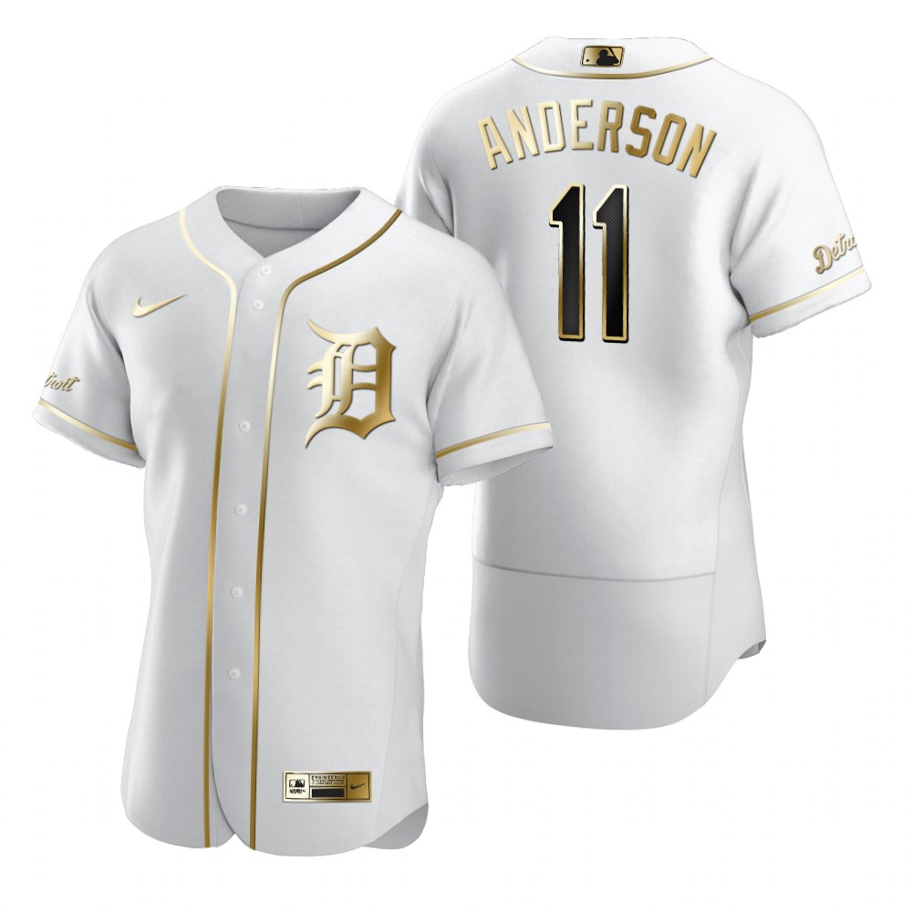 Personalized Detroit Tigers #11 Sparky Anderson White Men’s Authentic Golden Edition MLB Jersey