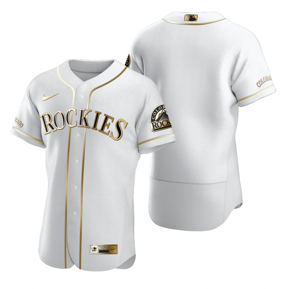 Personalized Colorado Rockies Blank White Men’s Authentic Golden Edition MLB Jersey