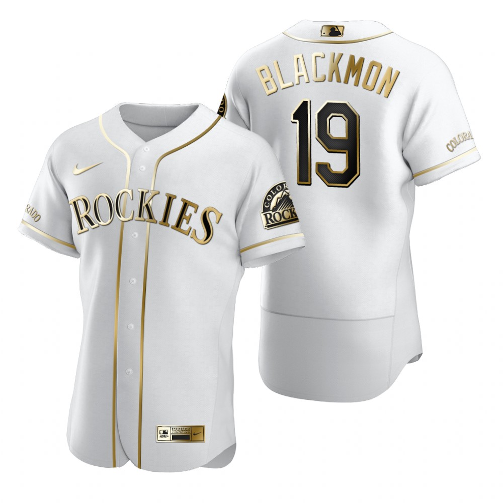 Personalized Colorado Rockies #19 Charlie Blackmon White Men’s Authentic Golden Edition MLB Jersey
