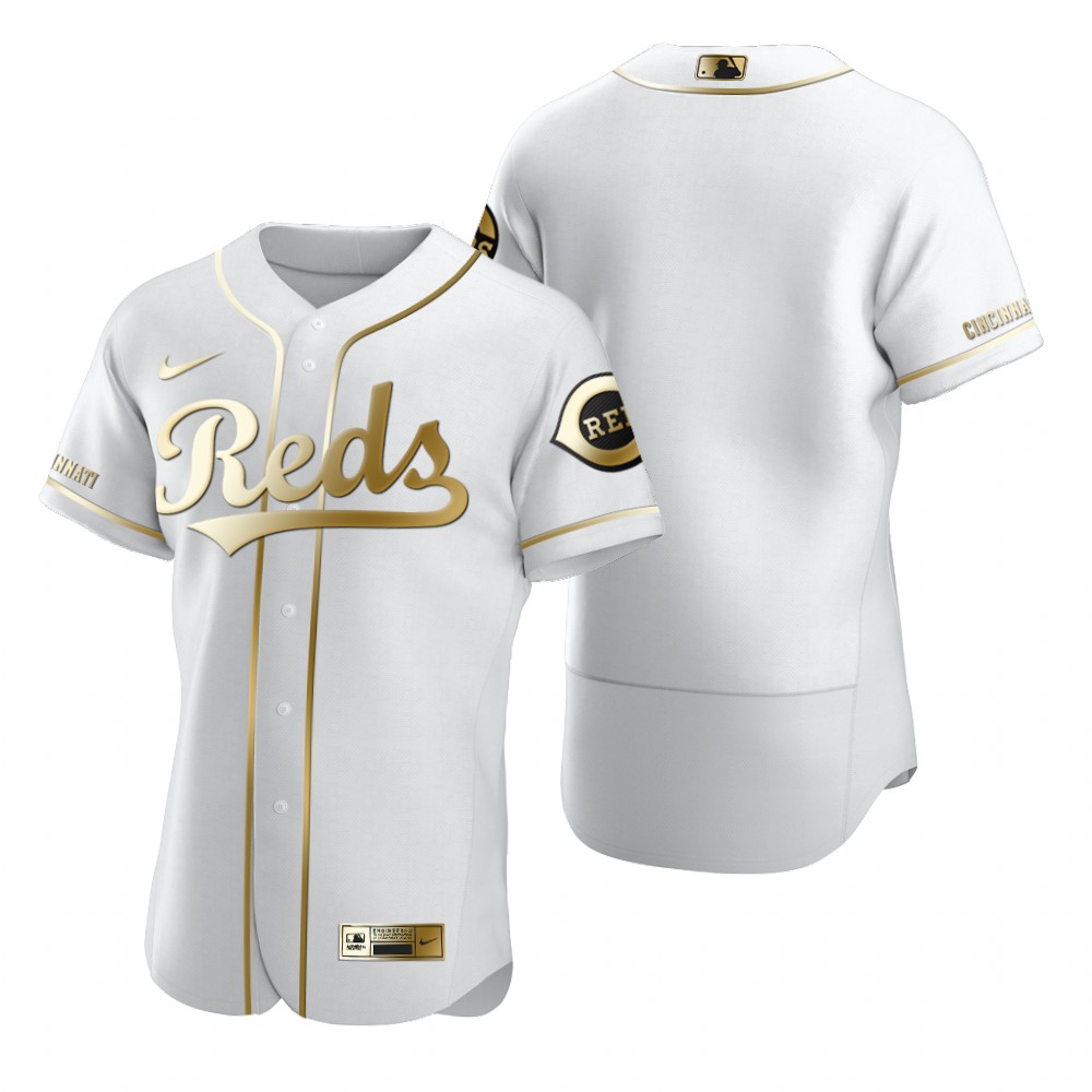 Personalized Cincinnati Reds Blank White Men’s Authentic Golden Edition MLB Jersey