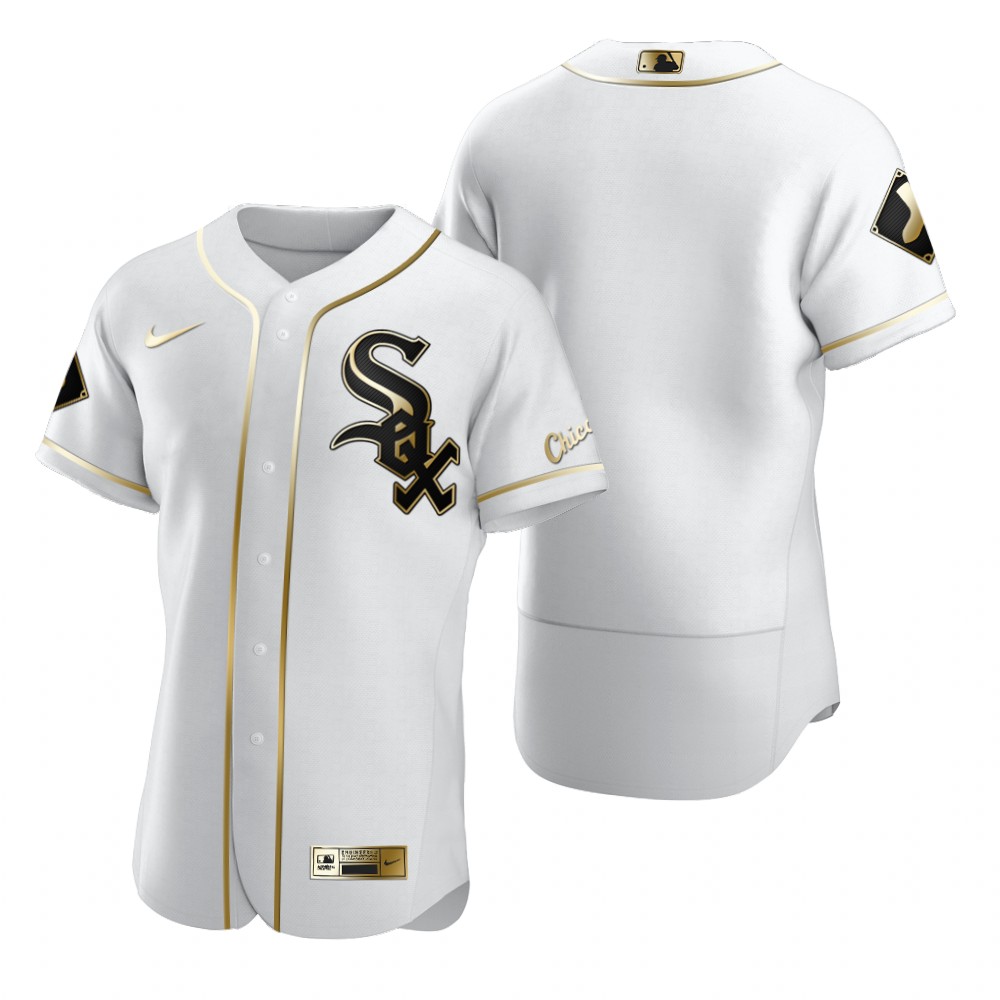 Personalized Chicago White Sox Blank White Men’s Authentic Golden Edition MLB Jersey