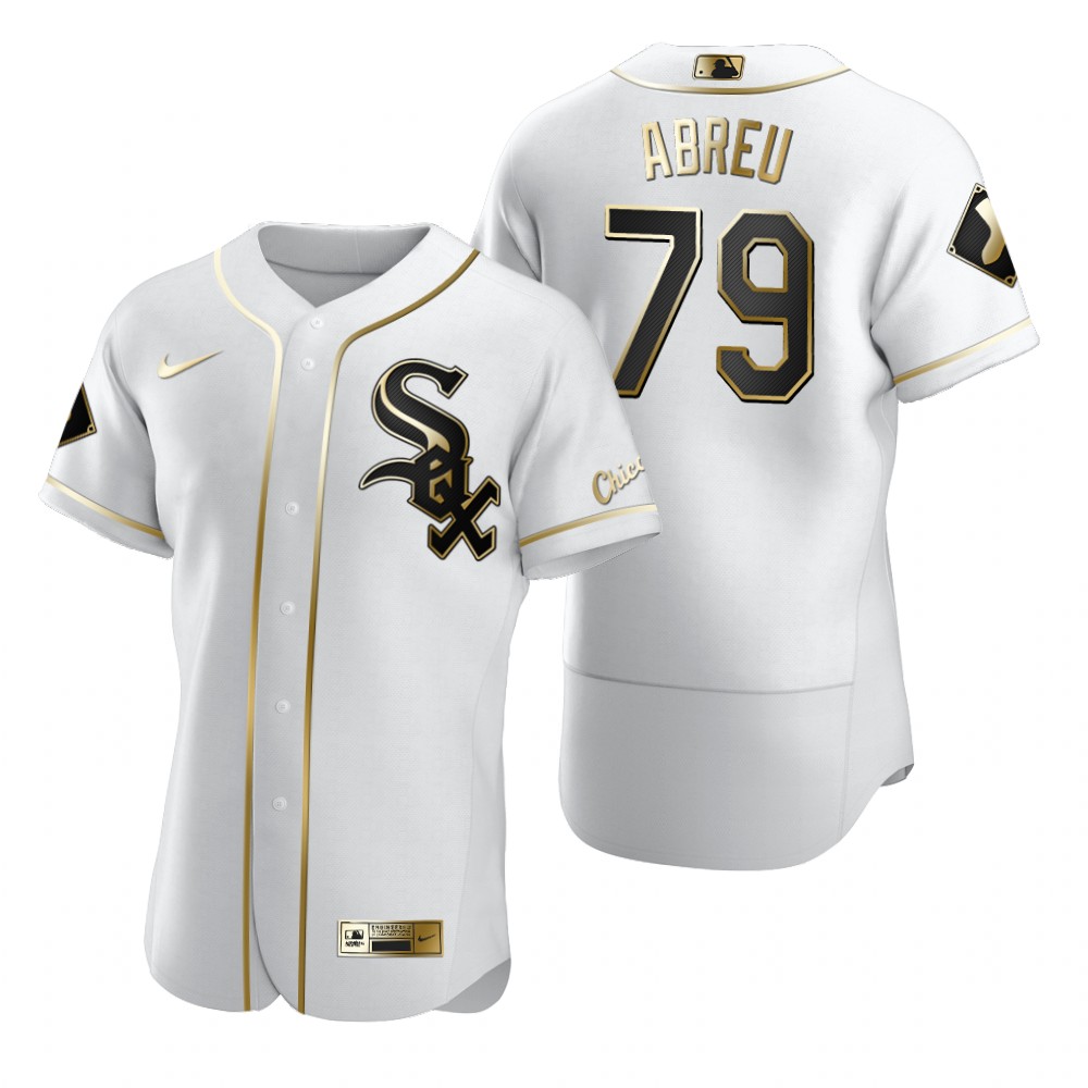 Personalized Chicago White Sox #79 Jose Abreu White Men’s Authentic Golden Edition MLB Jersey
