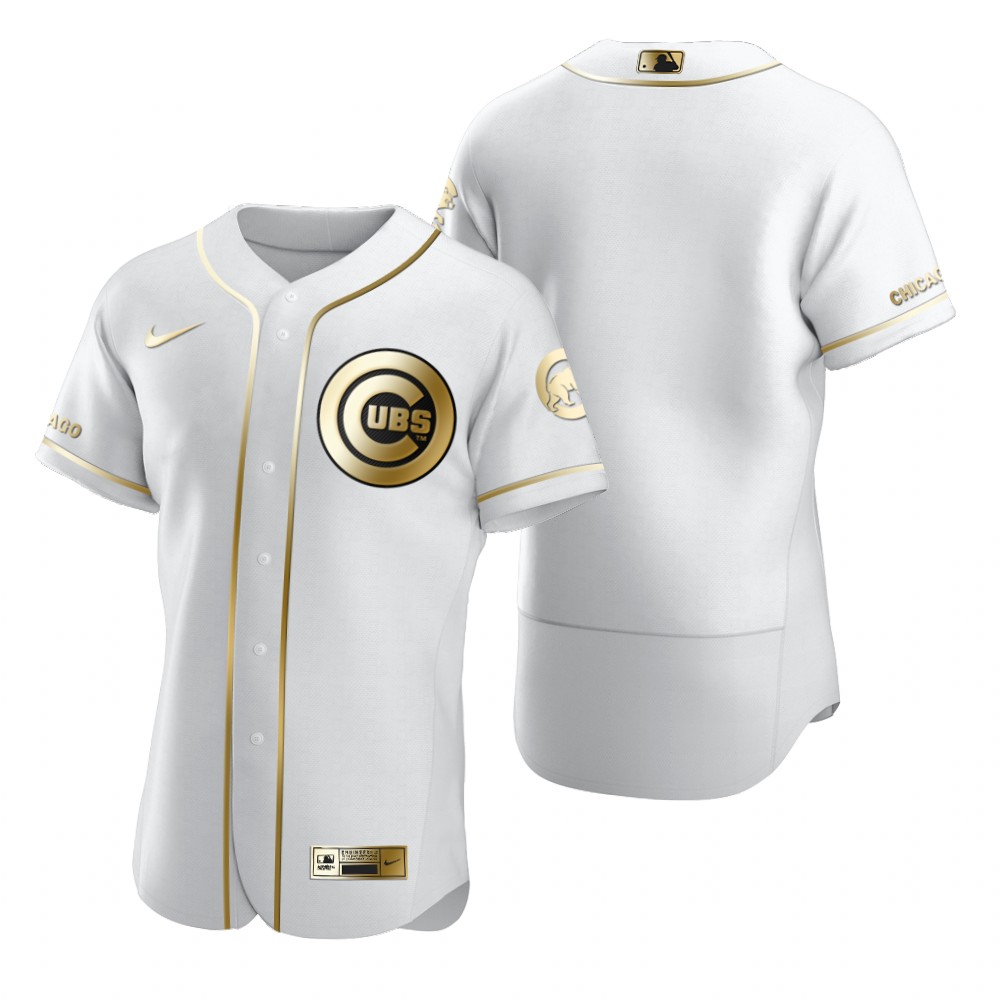 Personalized Chicago Cubs Blank White Men’s Authentic Golden Edition MLB Jersey