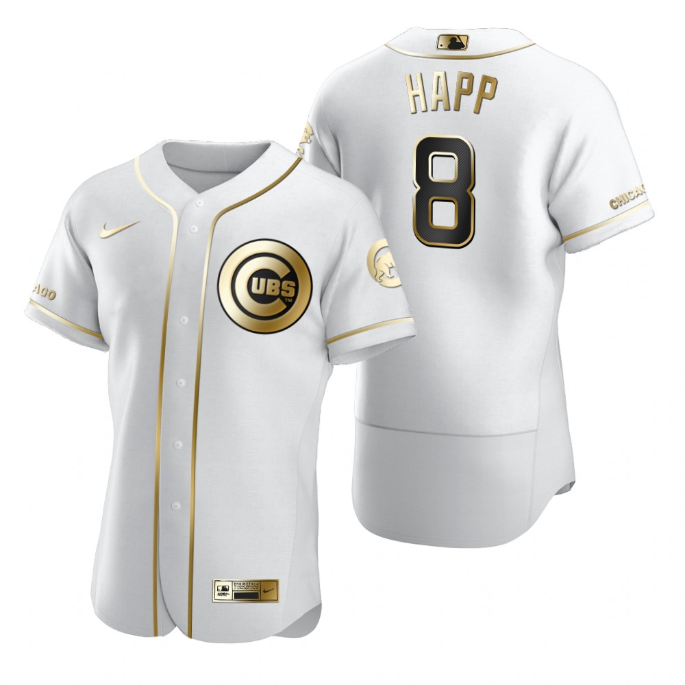 Personalized Chicago Cubs #8 Andre Dawson White Men’s Authentic Golden Edition MLB Jersey