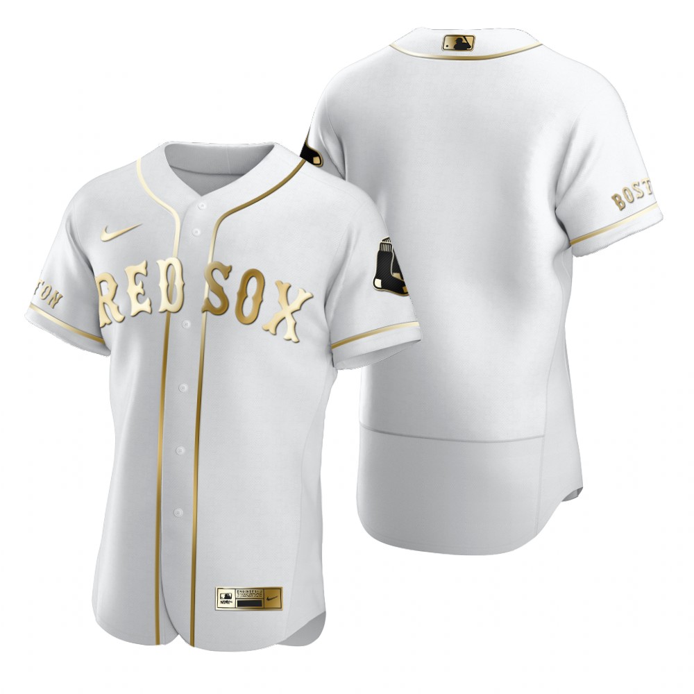 Personalized Boston Red Sox Blank White Men’s Authentic Golden Edition MLB Jersey