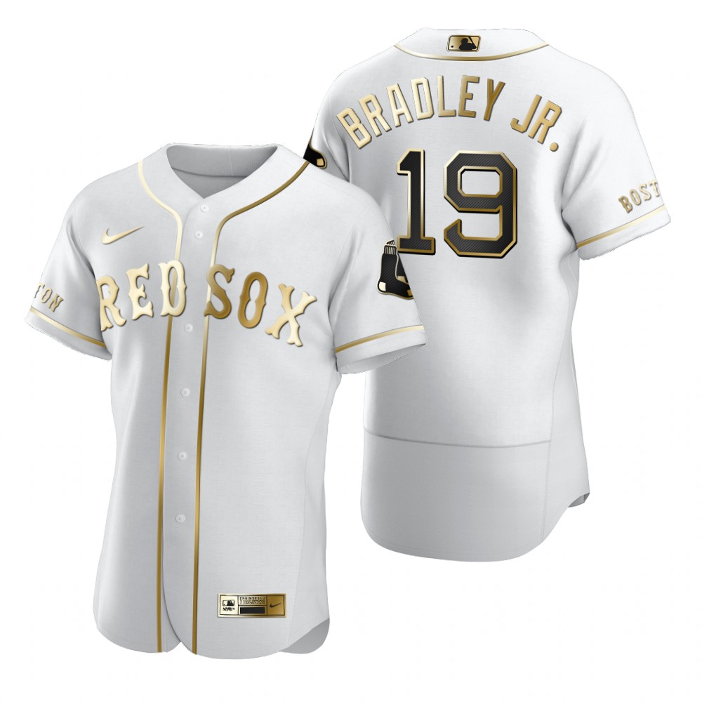 Personalized Boston Red Sox #19 Jackie Bradley Jr. White Men’s Authentic Golden Edition MLB Jersey