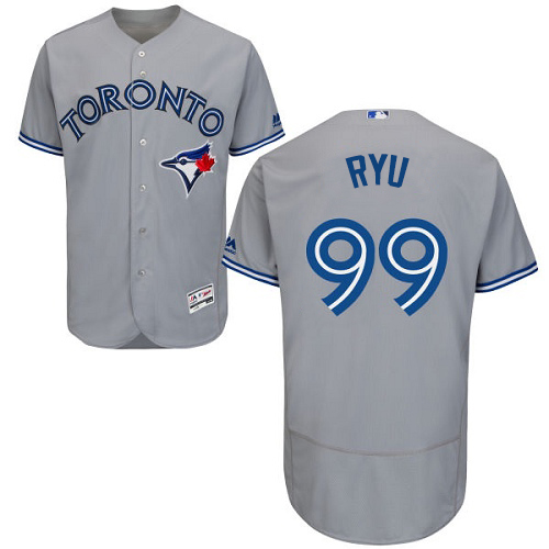 Personalized Blue Jays #99 Hyun-Jin Ryu Grey Flexbase Authentic Collection Stitched MLB Jersey