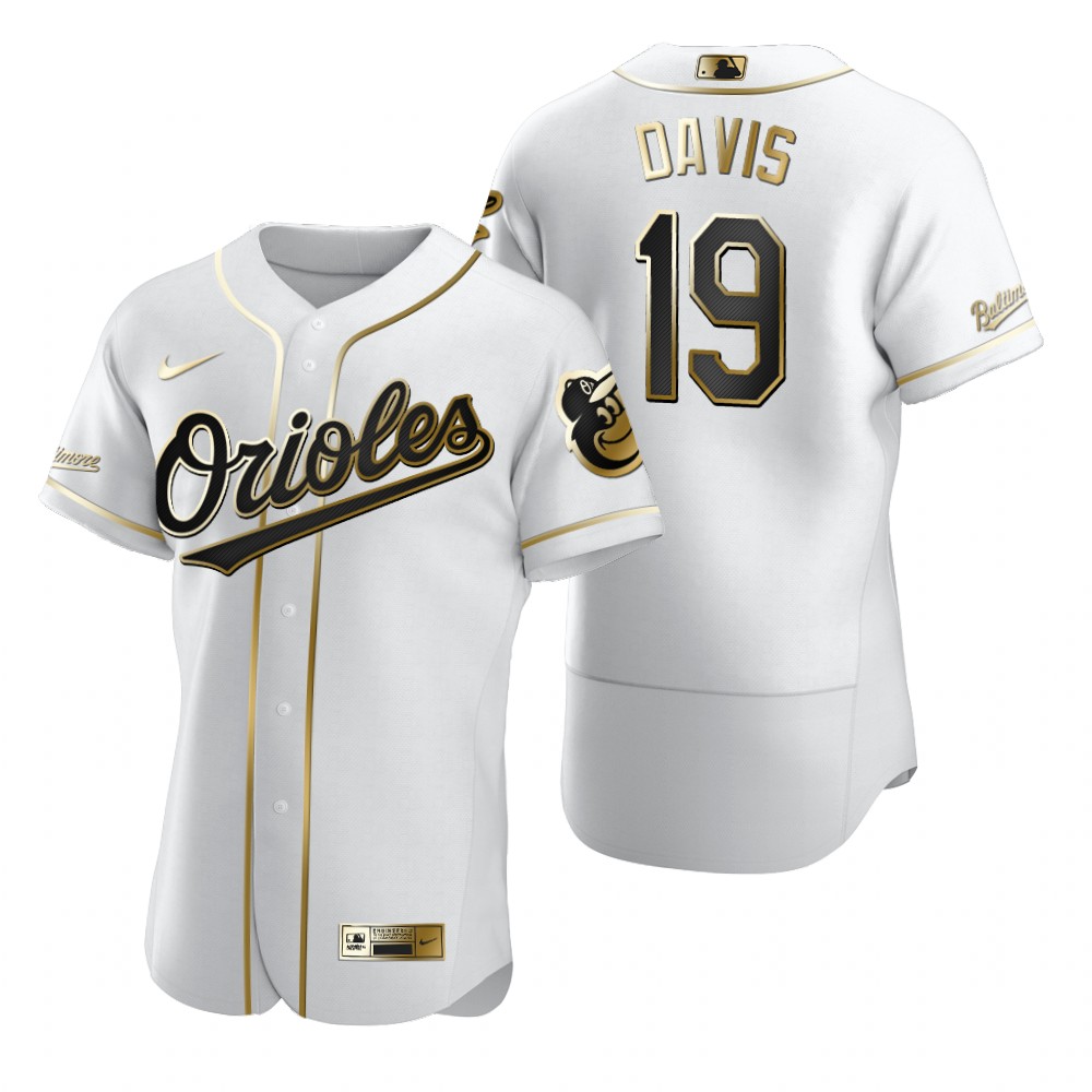 Personalized Baltimore Orioles #19 Chris Davis White Men’s Authentic Golden Edition MLB Jersey